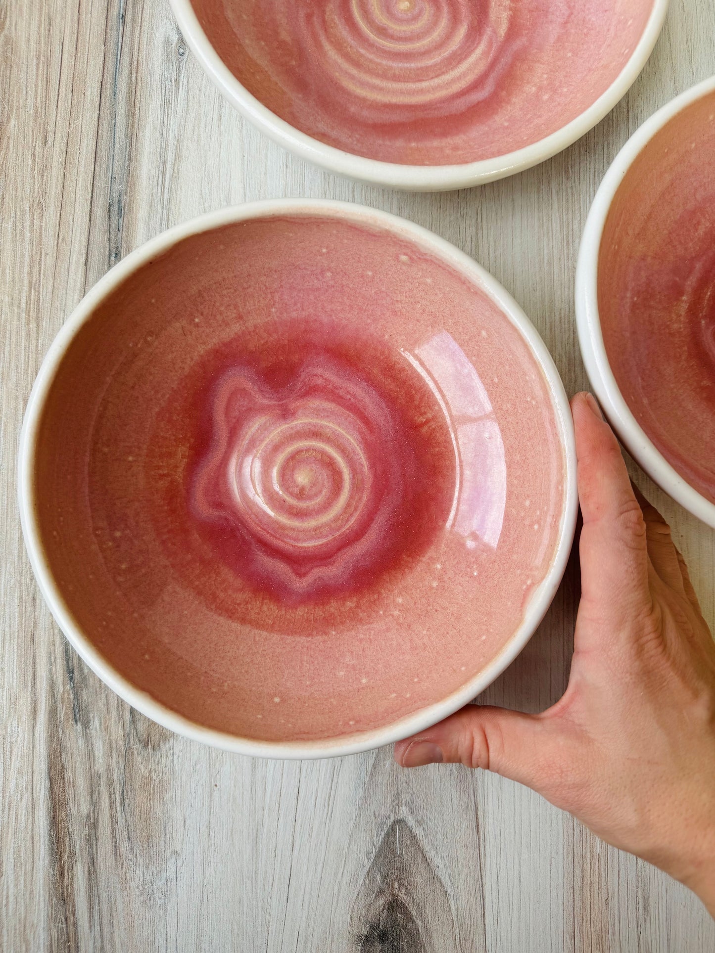 Rhubarb Pink Bowls: seconds